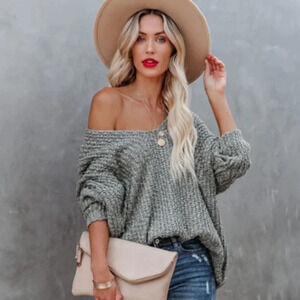 Oversized off the shoulder sweater
